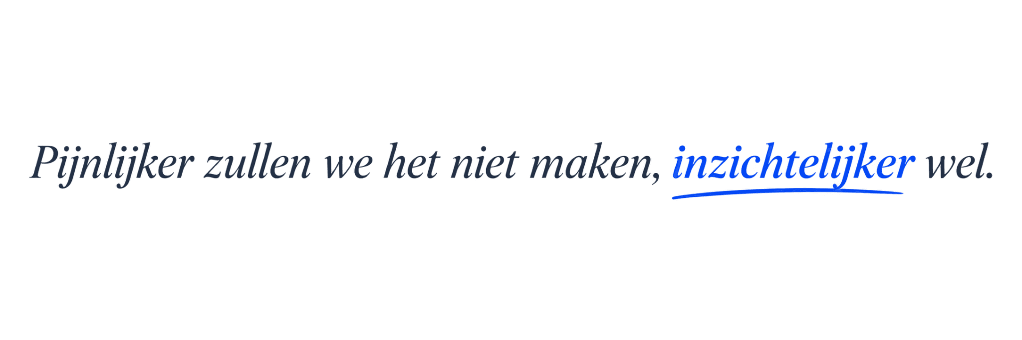Pijnlijker zullen we het niet maken, inzichtelijker wel.